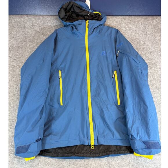 Salomon Windstopper Jacket Mens Medium Blue Full Zip Hooded Waterproof Outdoor - Picture 1 of 8